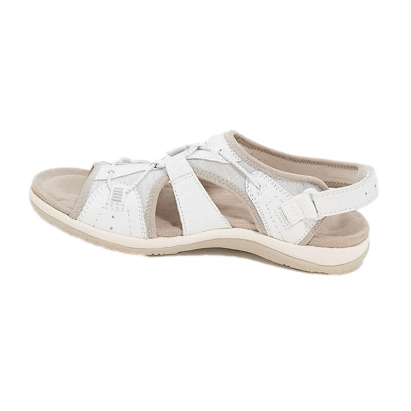 Women’s Adjustable Open Toe Sandals with Back Strap and Flat Sole