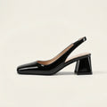 Women's Patent Square Toe Slingback Block Heels