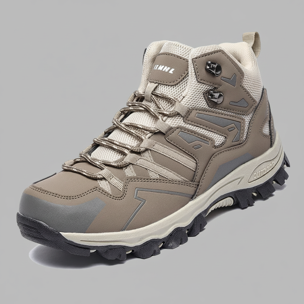 Men’s Waterproof Mid-Top Hiking Shoes with Lace-Up Support