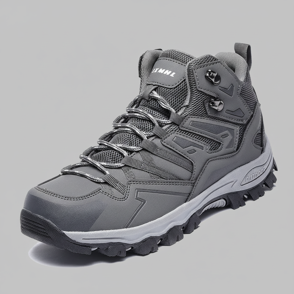 Men’s Waterproof Mid-Top Hiking Shoes with Lace-Up Support