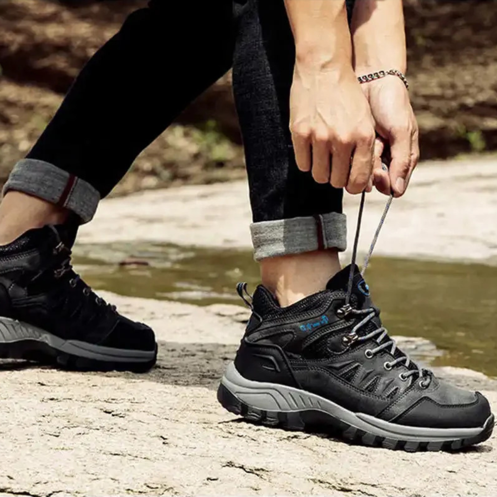 Men’s Waterproof Mid-Top Hiking Shoes with Lace-Up Support