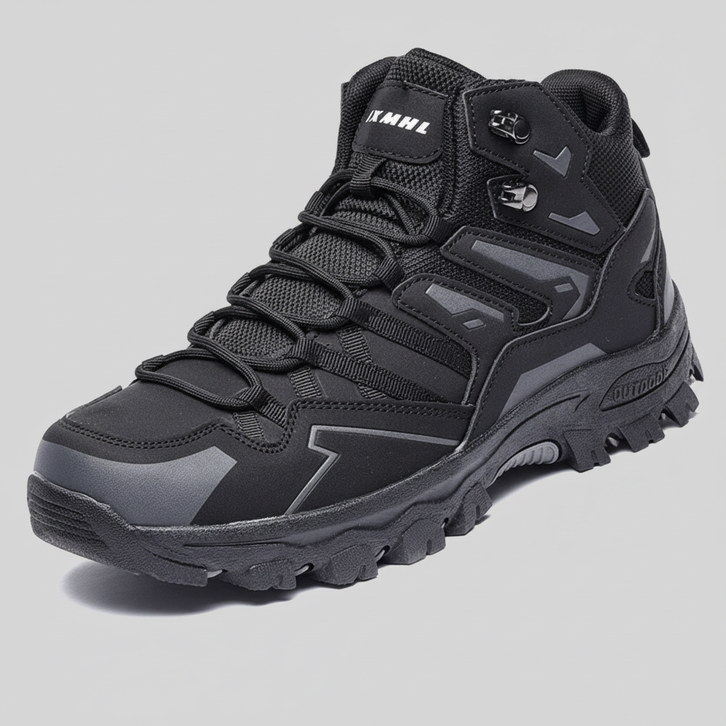 Men’s Waterproof Mid-Top Hiking Shoes with Lace-Up Support