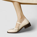Women's Brogue Mary Jane T-Strap Low Block Heel Buckle Shoes